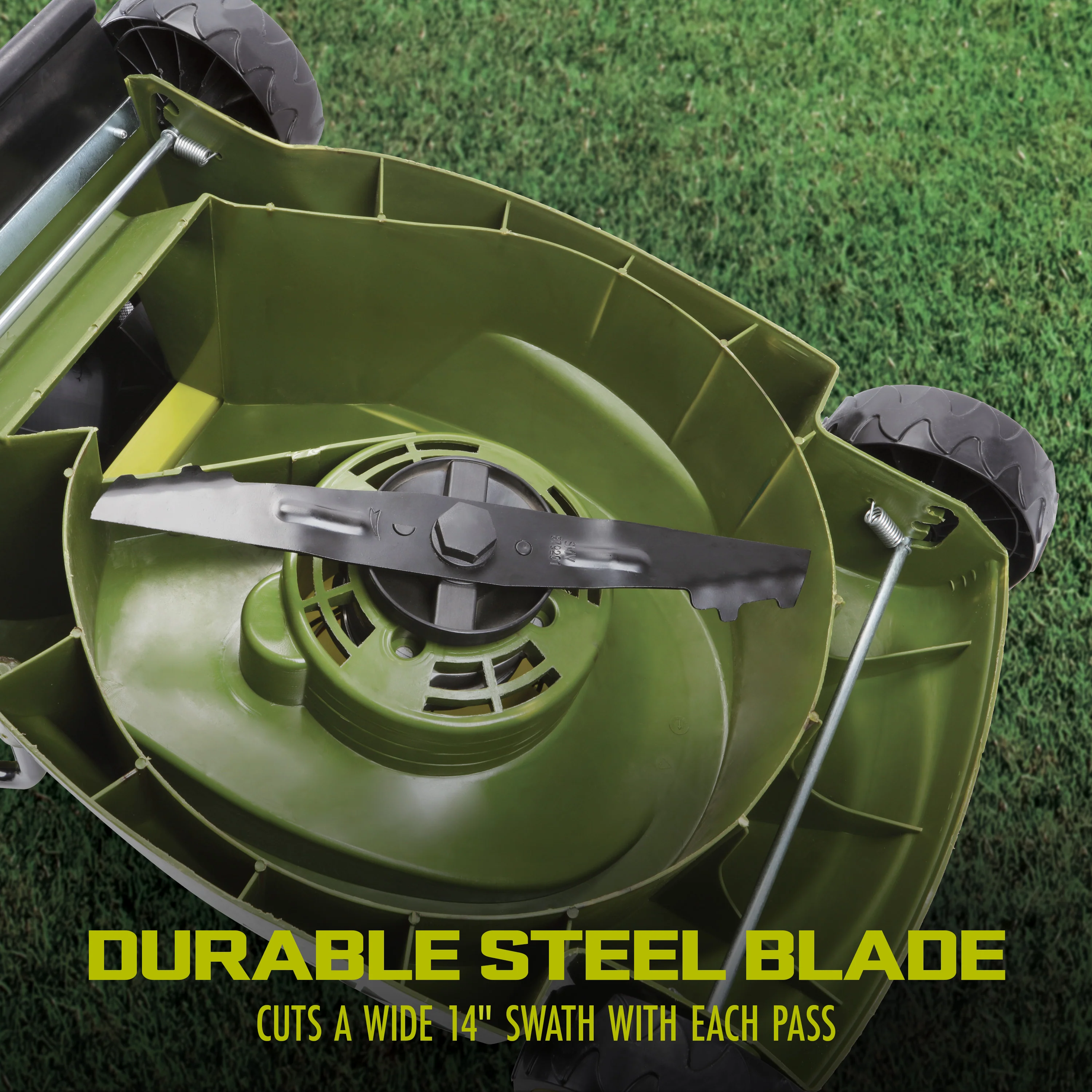 Sun Joe 28-Volt Cordless Walk-Behind Push Lawn Mower | 14-inch | 5.0-Ah Battery | 3-Position Height Adjustment - Image 9