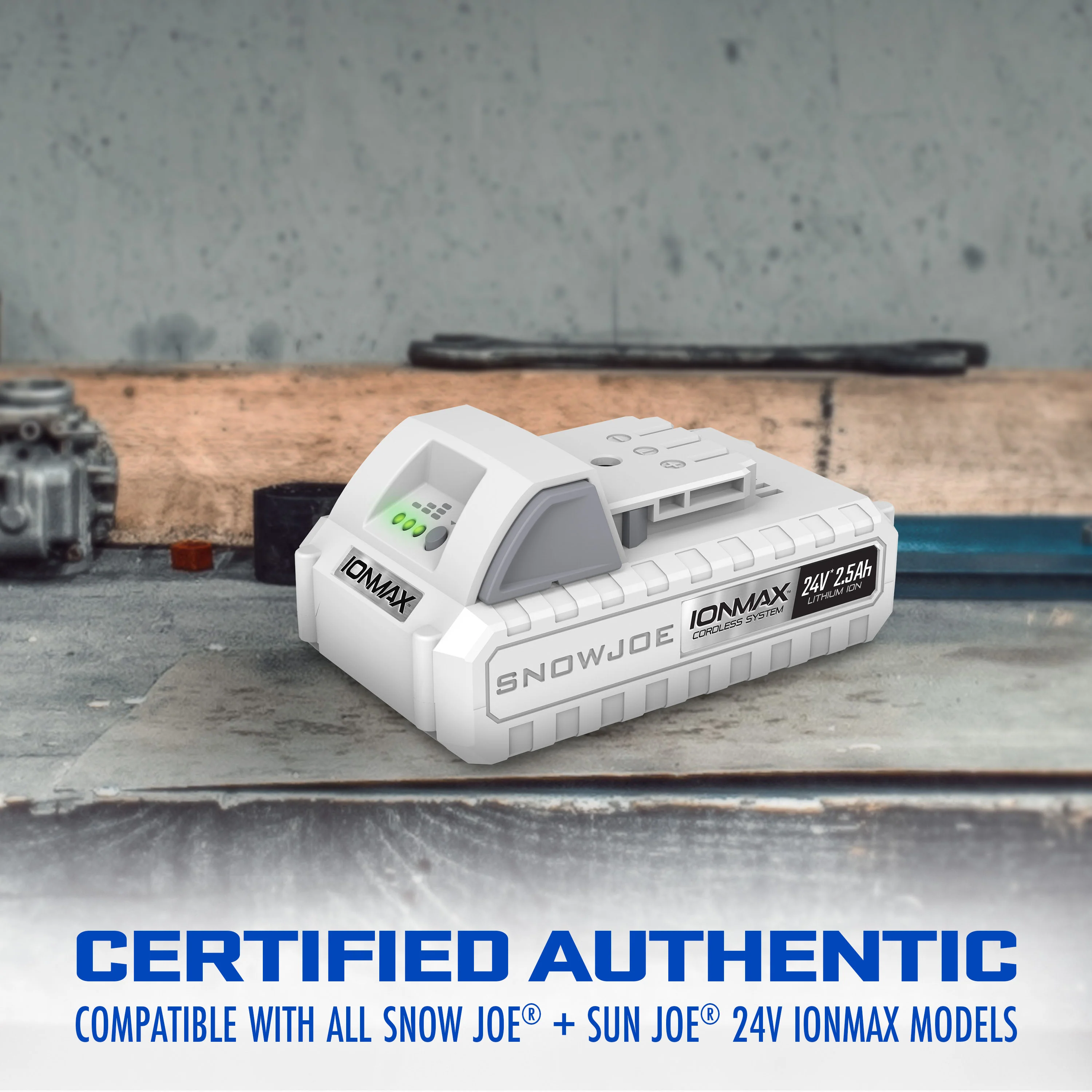 Snow Joe CERTIFIED AUTHENTIC IONMAX 24-Volt* 2.5-Ah Lithium-ION Battery | Universal JOE Brands (Sun Joe, Auto Joe, Snow Joe, Power Joe) IONMAX Devices | Battery Management System | 3-Stage LED Display - Image 3