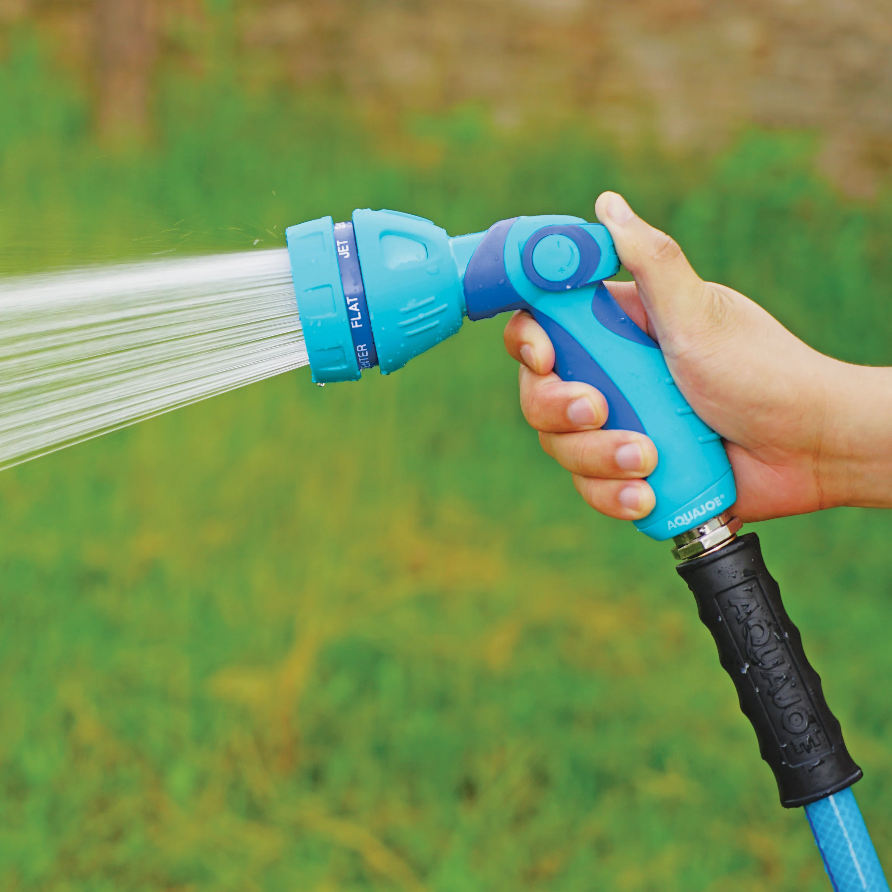 Aqua Joe Indestructible Series Non-Slip Grip Hose Nozzle | W/ Thumb Control & One Touch Smart Throttle | 7-Spray Patterns - Image 4