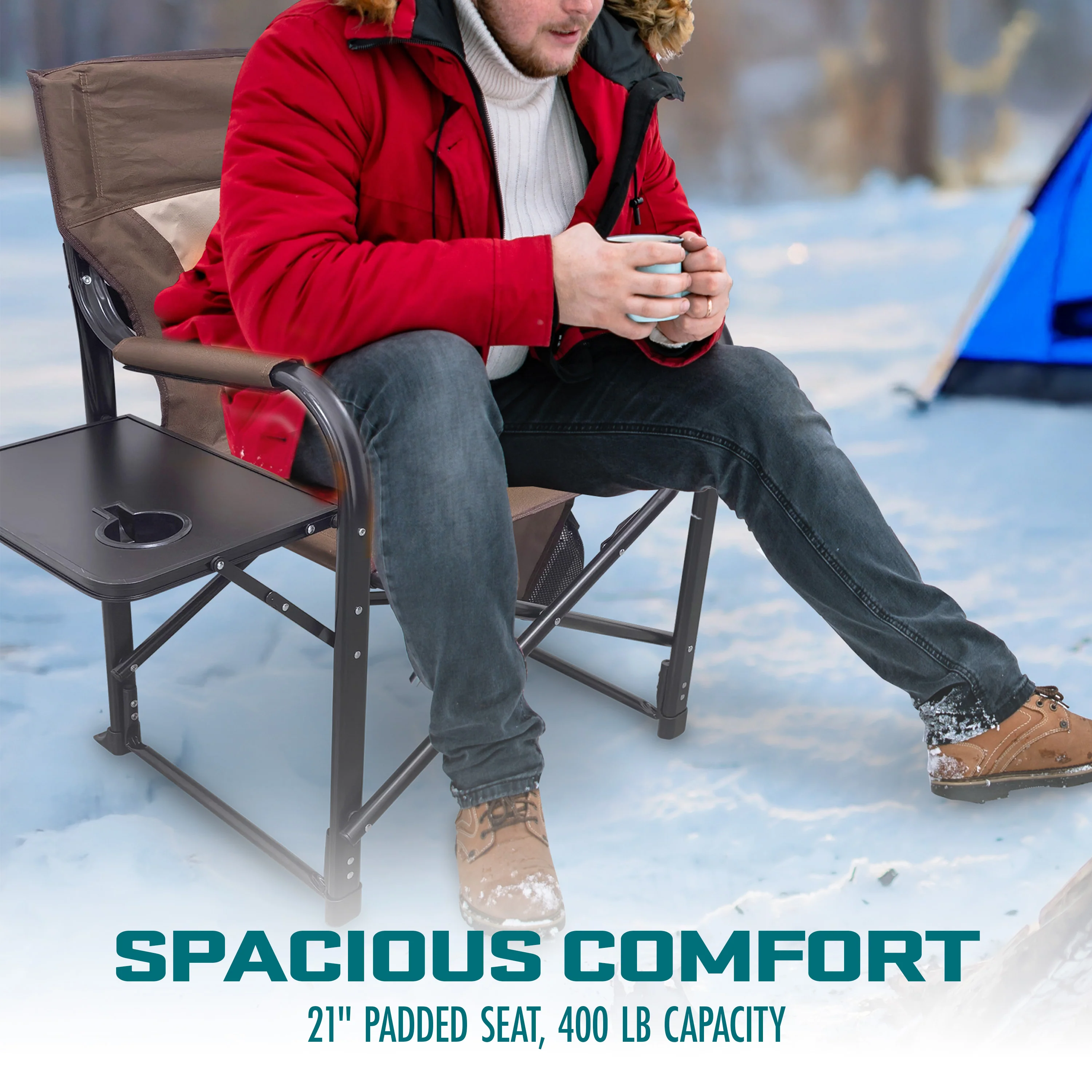 Bliss Hammocks 24-Volt Heated Directors Seat | 21-in Wide | 3 Temp Settings | 2.0-Ah Battery + Charger (Brown) - Image 5