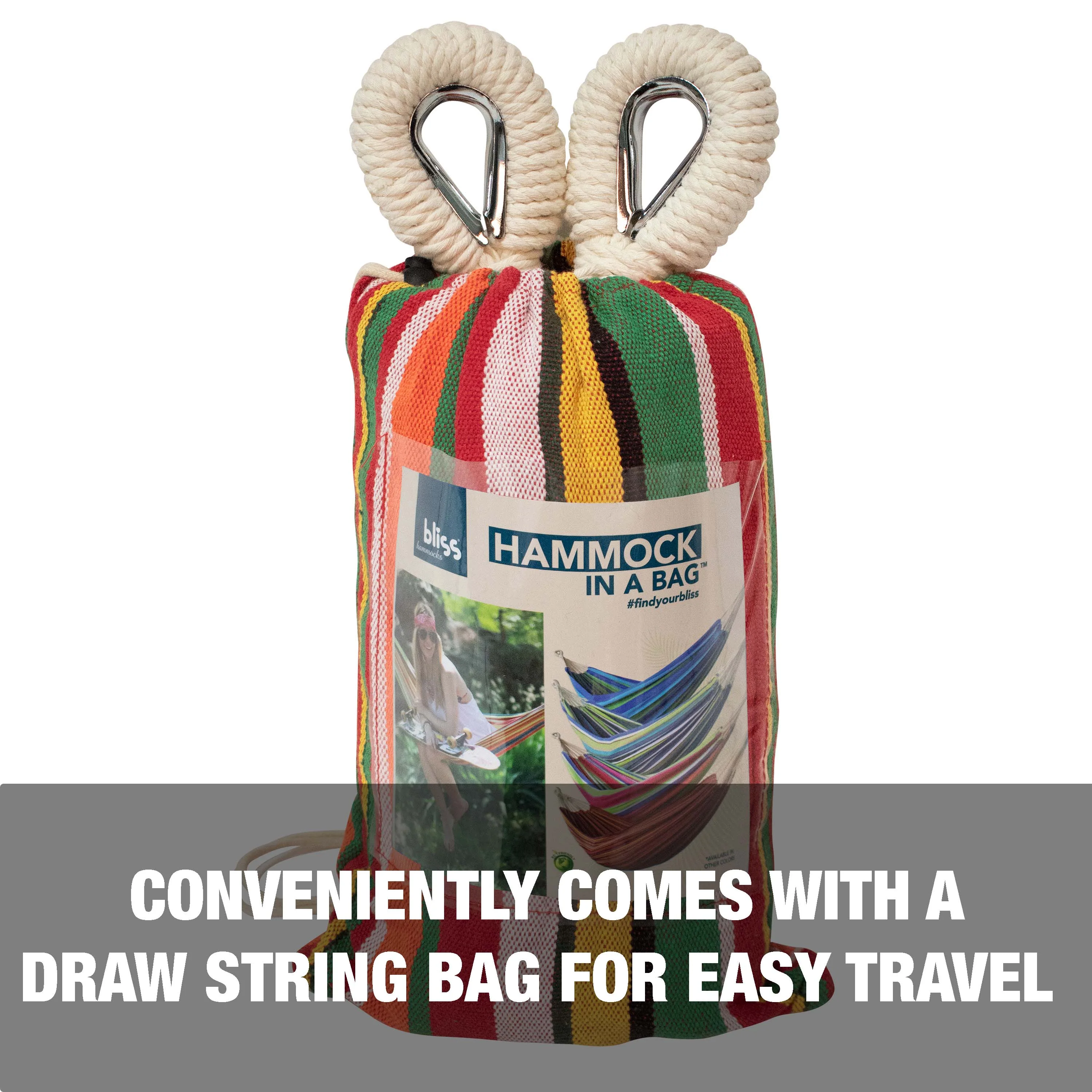 Bliss Hammocks BH-400-CM Hammock in a Bag w/ Rope loops & Hanging Hardware | 40-in. Wide | 220 Lb. Capacity (Cinco De Mayo) - Image 5