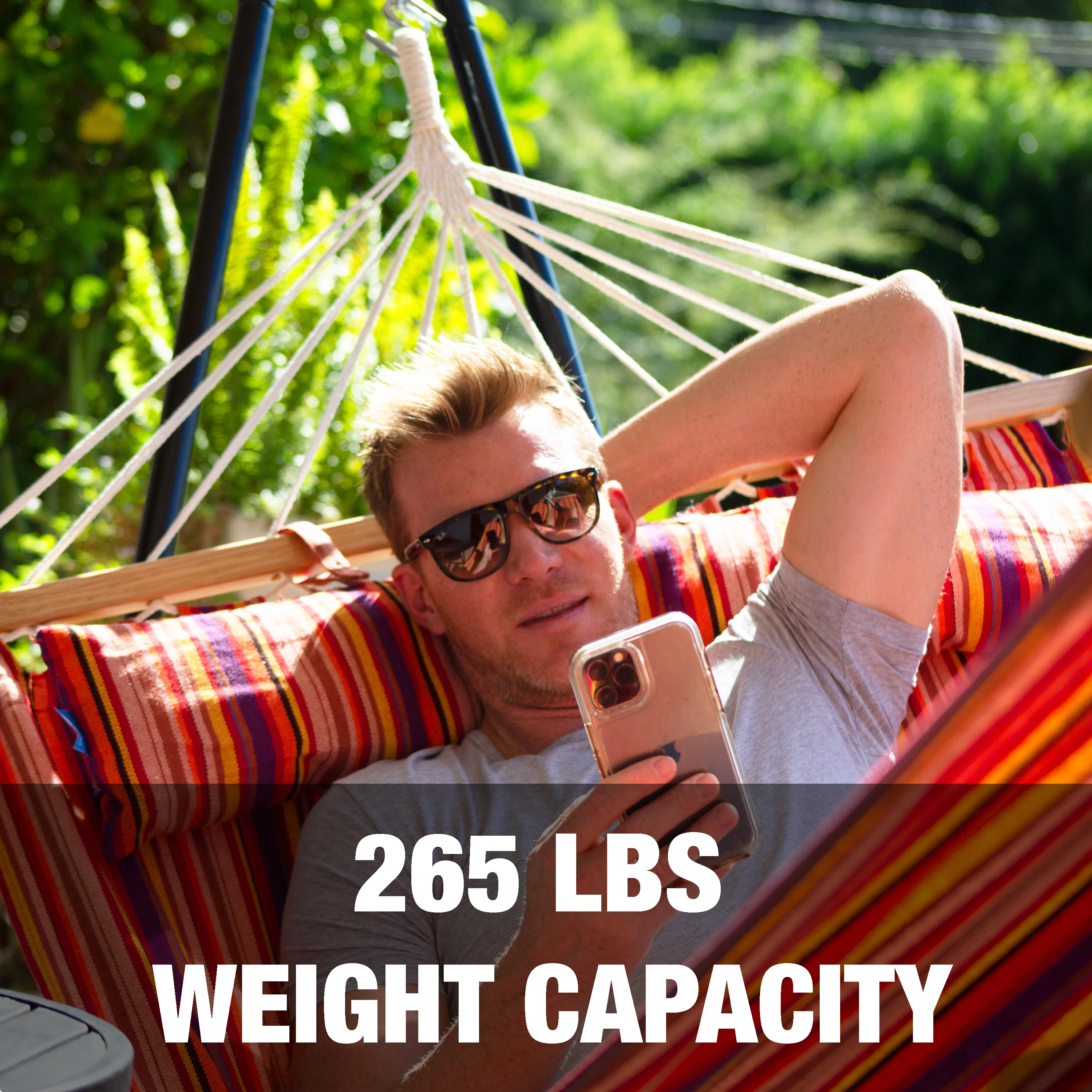Bliss Hammocks BH-404F Caribbean Hammock W/ Pillow & Hanging Hardware | 48-in. Wide | 265 Lb. Capacity (Toasted Almond) - Image 6