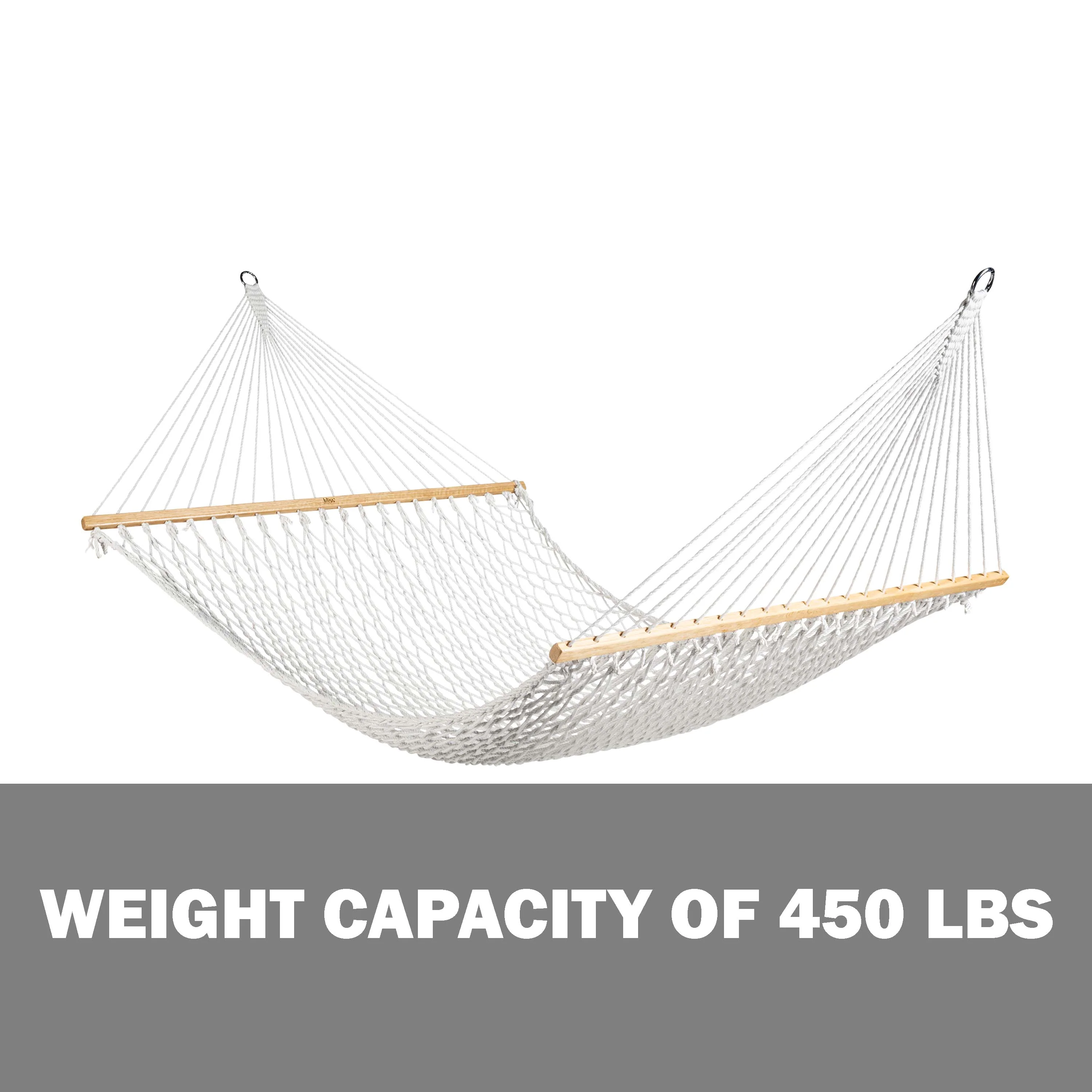 Bliss Hammocks BH-411 Classic 2-Person Rope Hammock W/ Spreader Bars & Hanging Hardware | 60-in. Wide | 450 Lb. Capacity - Image 2