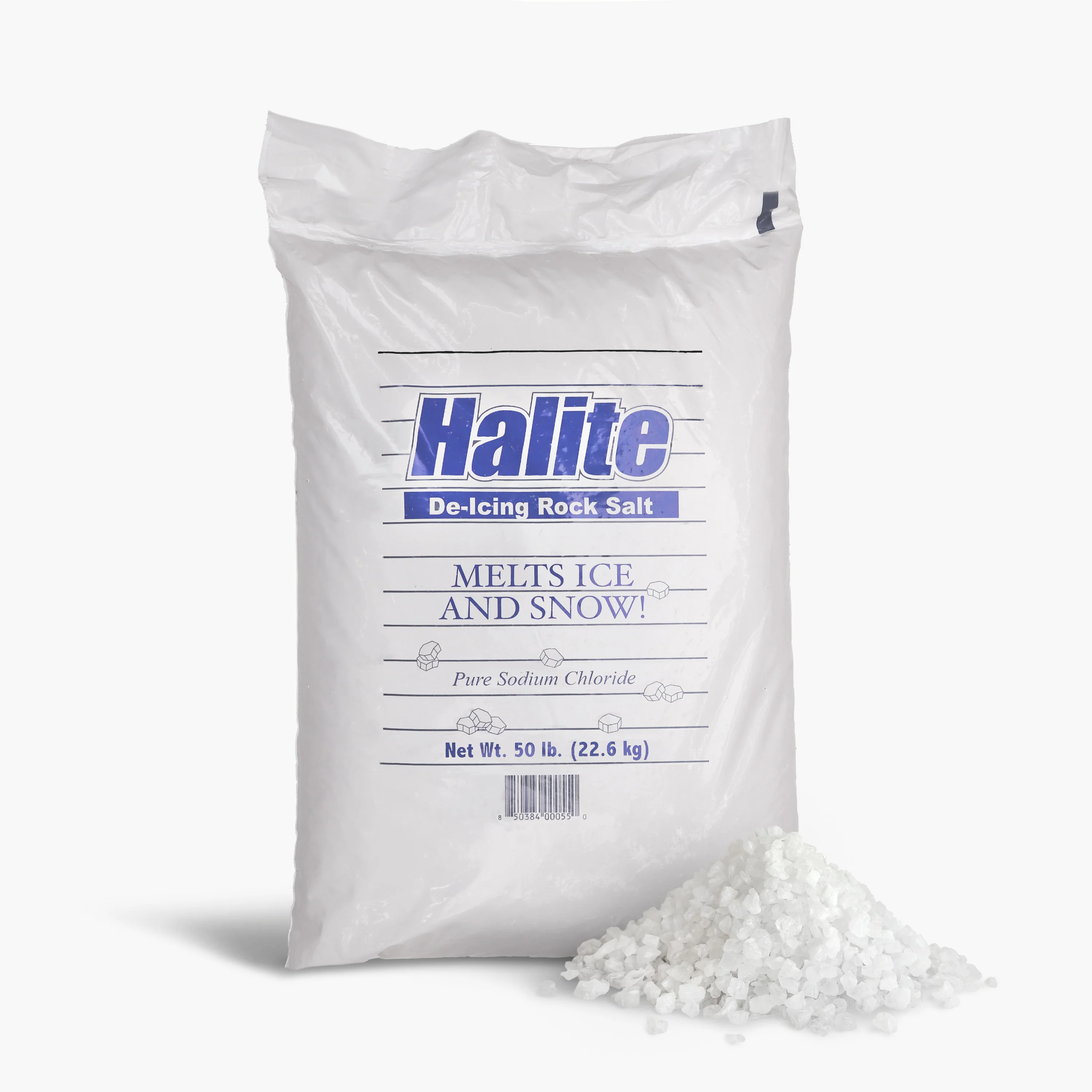 Halite Rock Salt Ice and Snow Melt and Deicer | 50 Lb. Bag
