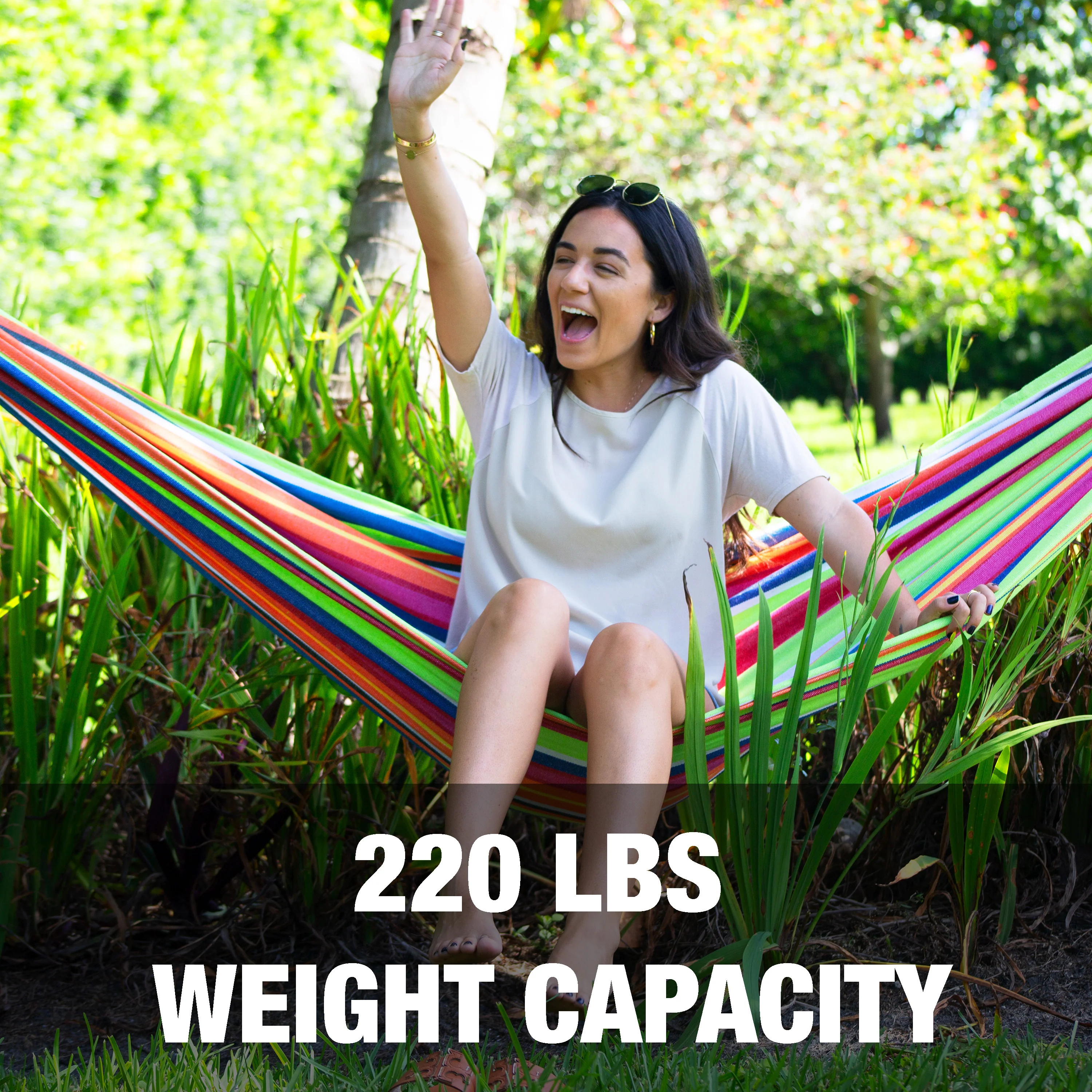 Bliss Hammocks BH-400-TF Hammock in a Bag W/ Rope loops & Hanging Hardware | 40-in. Wide | 220 Lb. Capacity (Tropical Fruit) - Image 7
