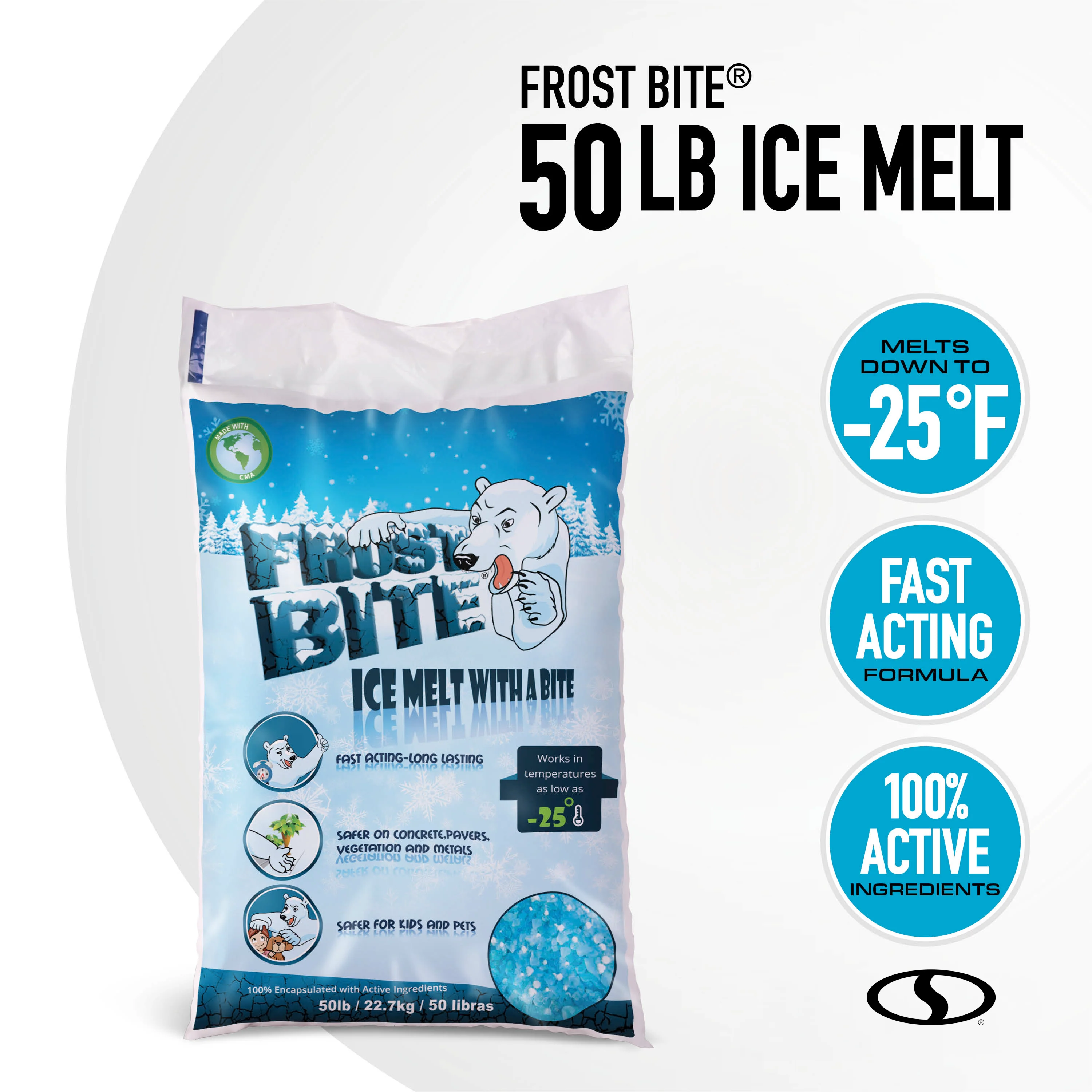 Snow Joe Frost Bite Ice and Snow Melt + Deicer | 50 Lb. Bag | Works to -25°F