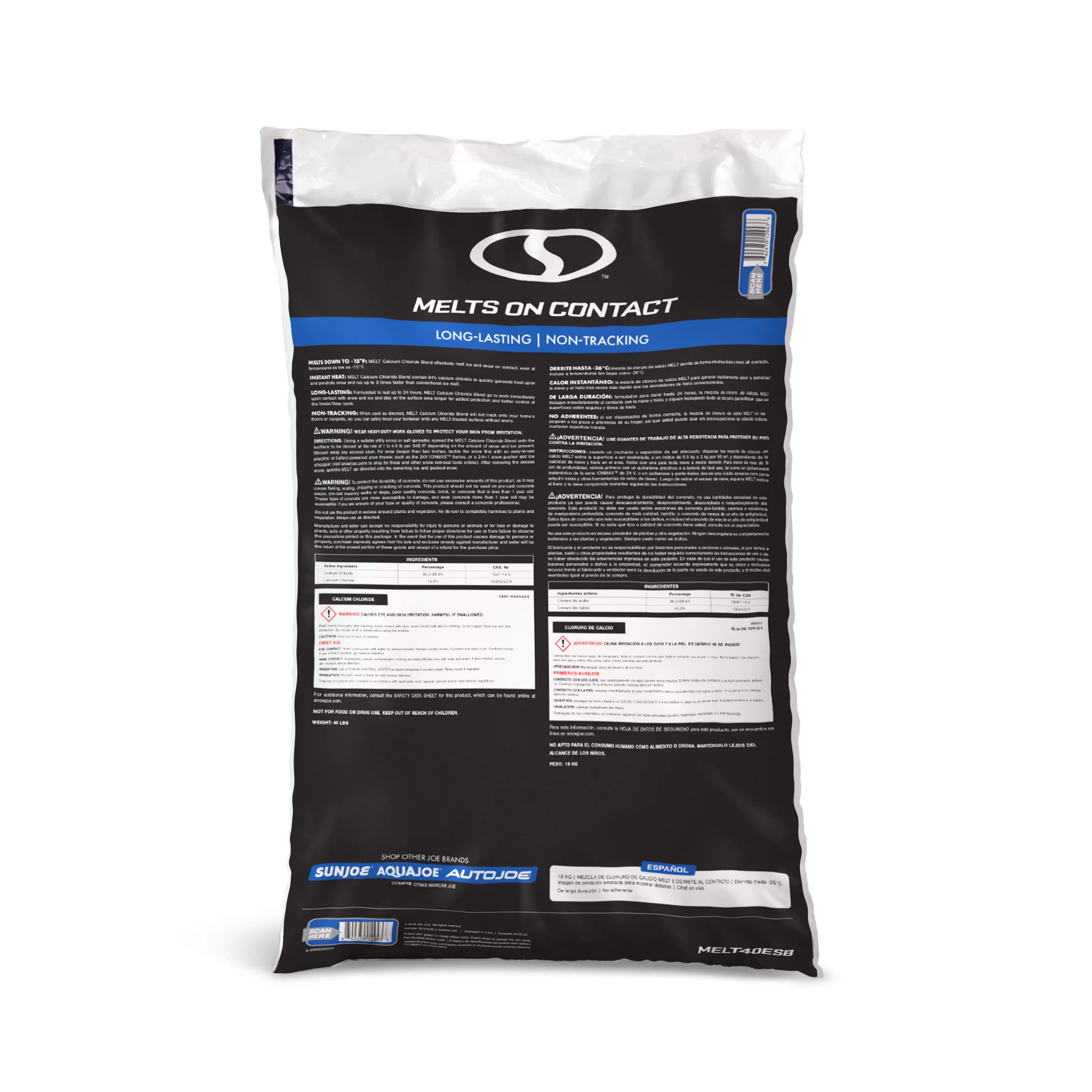 Snow Joe Calcium Chloride Ice Melt Blend | 40-Lb. Bag | Melts Down To -15°F - Image 2