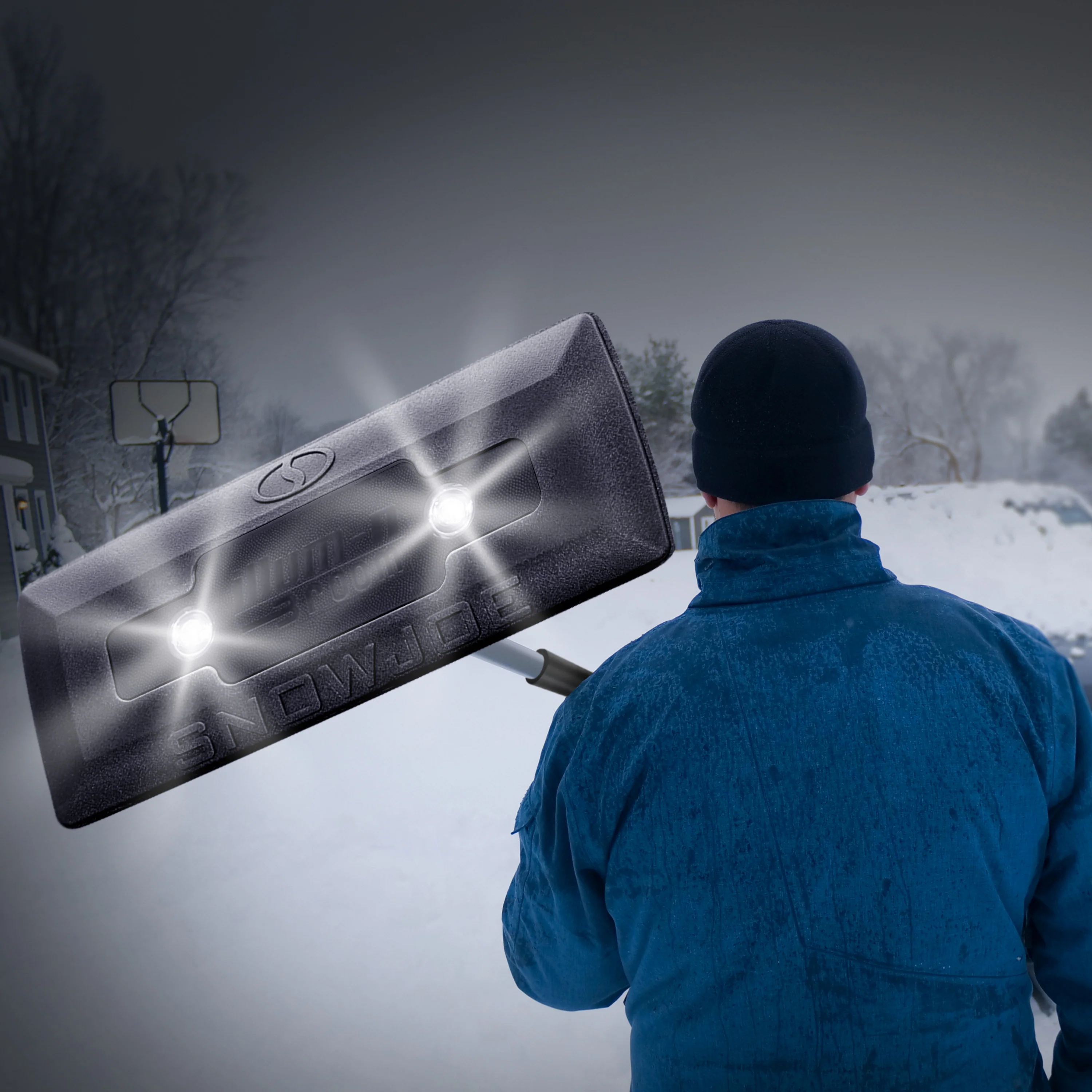 Snow Joe SJBLZD-LED-BLK 4-In-1 Telescoping Snow Broom + Ice Scraper | 18-Inch Foam Head | Headlights (Black) - Image 18