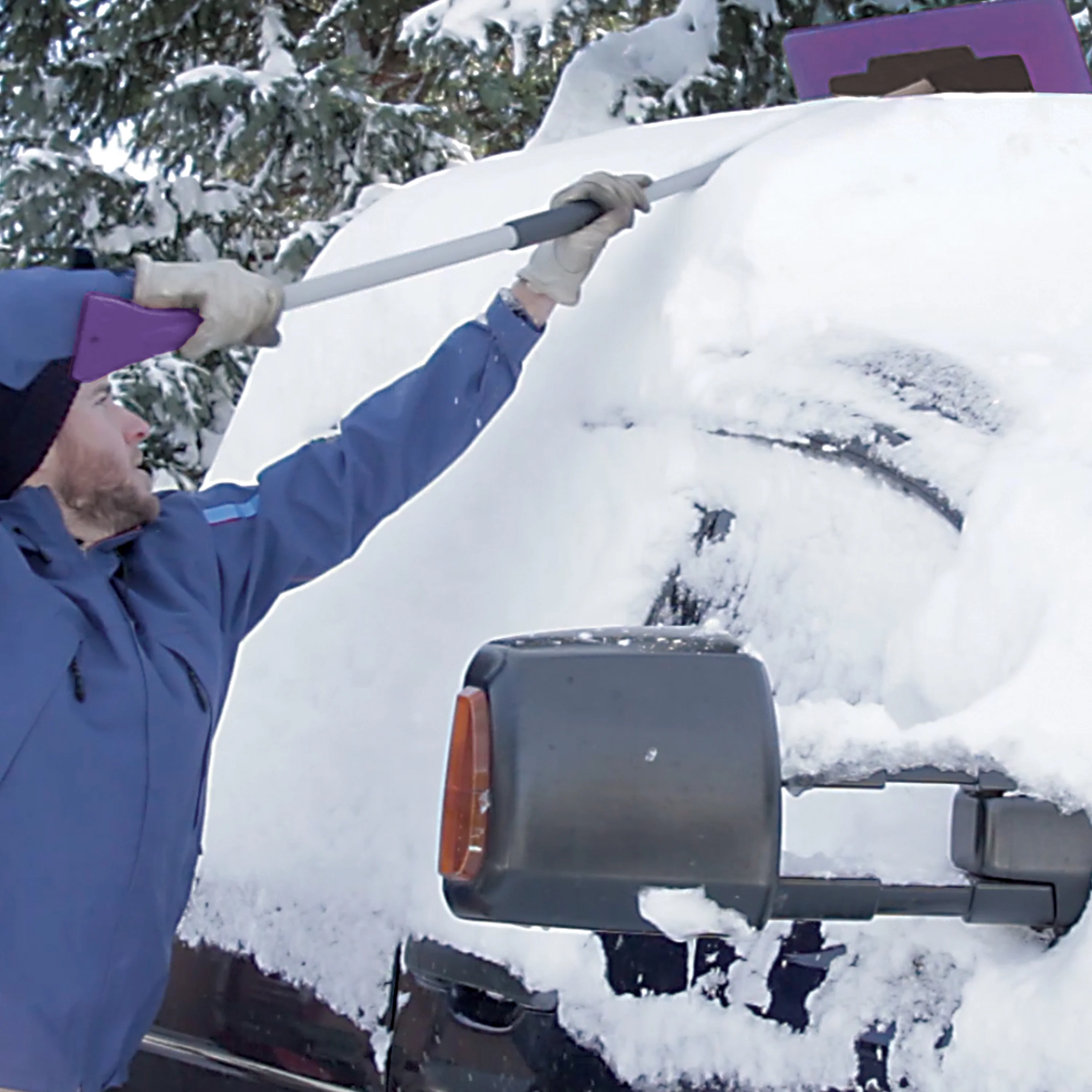 Snow Joe SJBLZD-JMB-PRP2 2-Pack Jumbo Telescoping Snow Broom + Ice Scraper (Purple) - Image 4