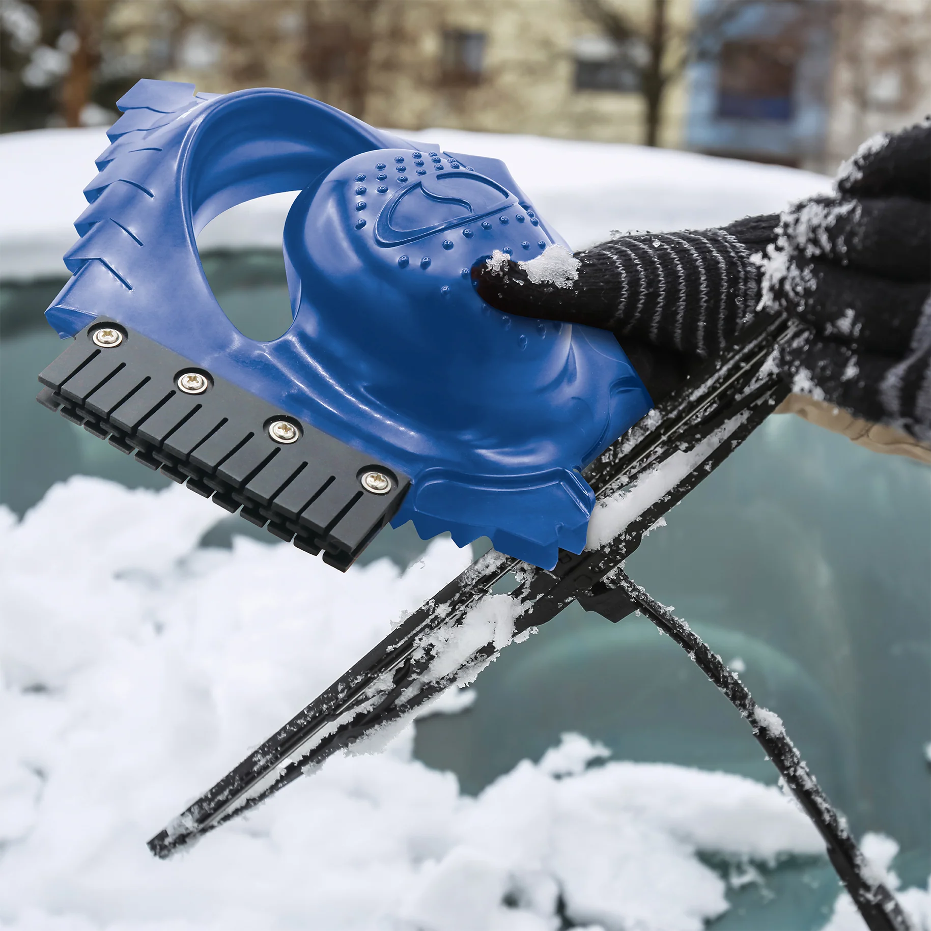 Snow Joe Ice Dozer Ice & Snow Scraper Tool | Squeegee Brush | Windshield Wiper Notch - Image 4