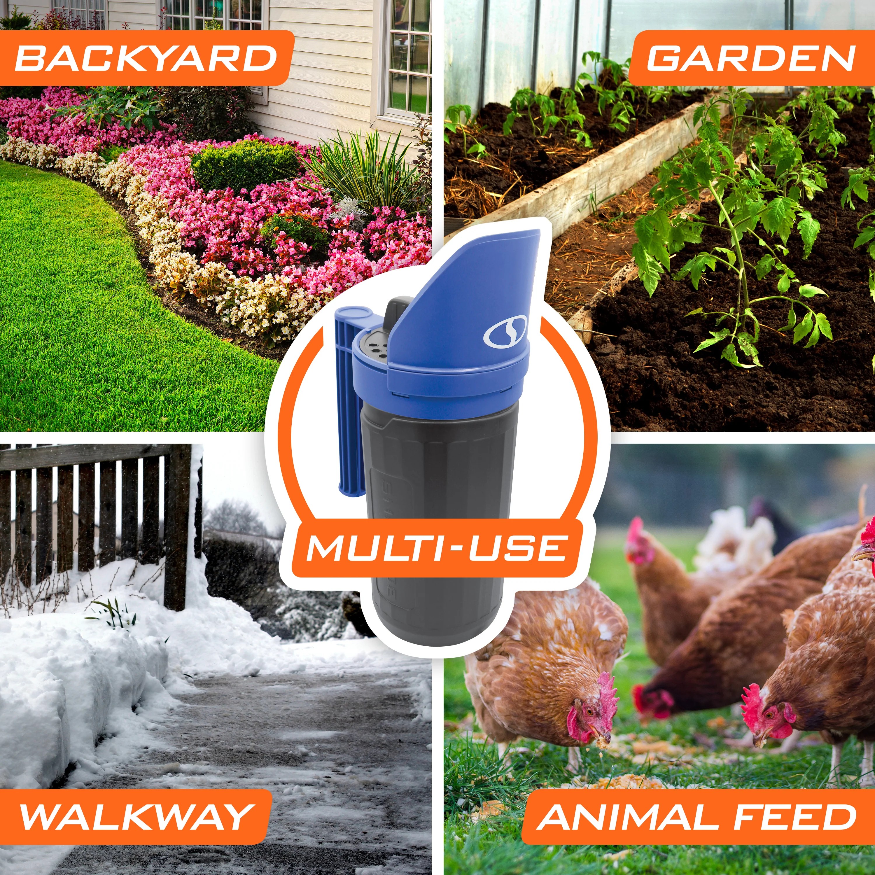 Snow Joe + Sun Joe Handheld All-Season Multi-Purpose Spreader | 5 lbs | W/ Adjustable Dial Flow Control - Image 3