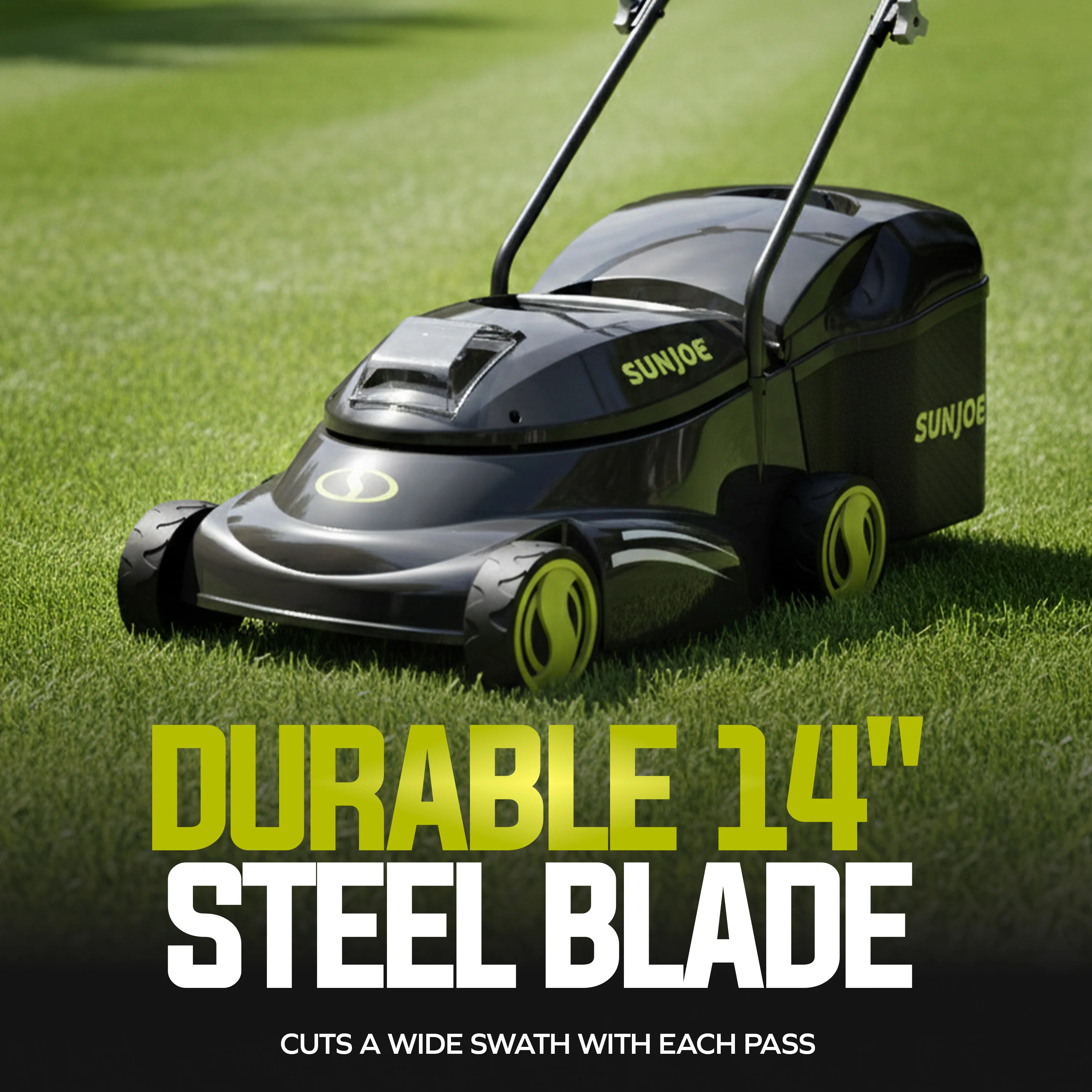 Sun Joe 28-Volt Cordless Walk-Behind Push Lawn Mower | 14-inch | 4.0-Ah Battery | 3-Position Height Adjustment - Image 4