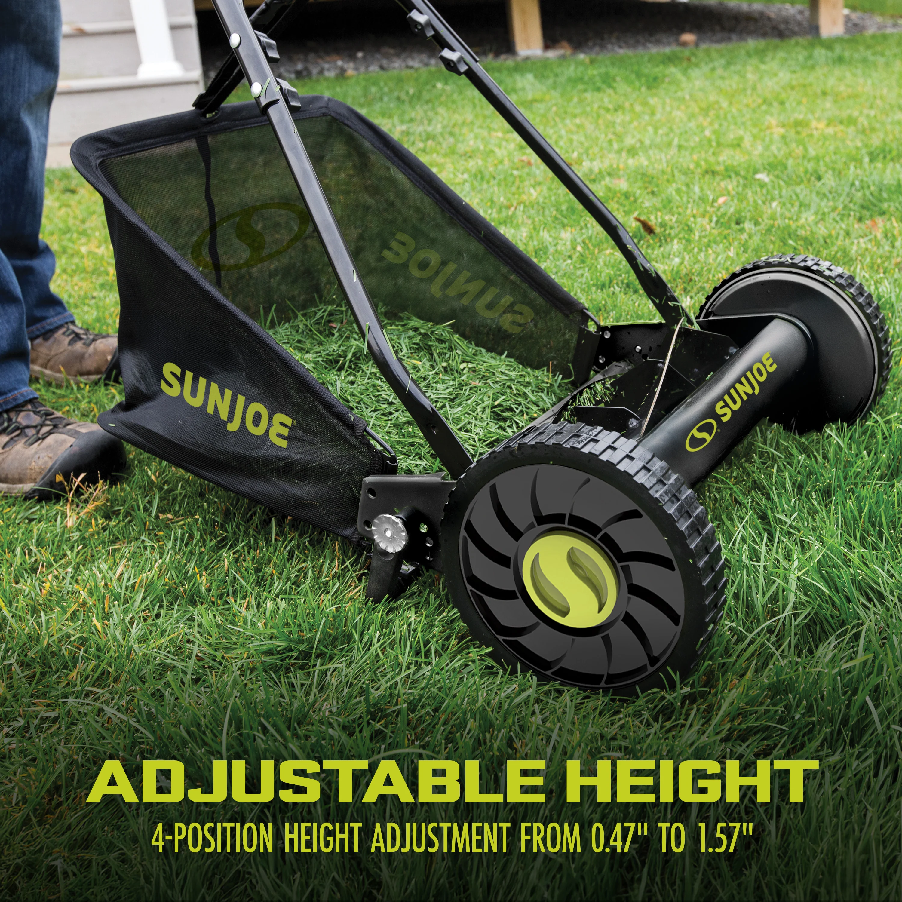 Sun Joe Manual Reel Mower W/ Grass Catcher | 16-inch | 4-Position - Image 6