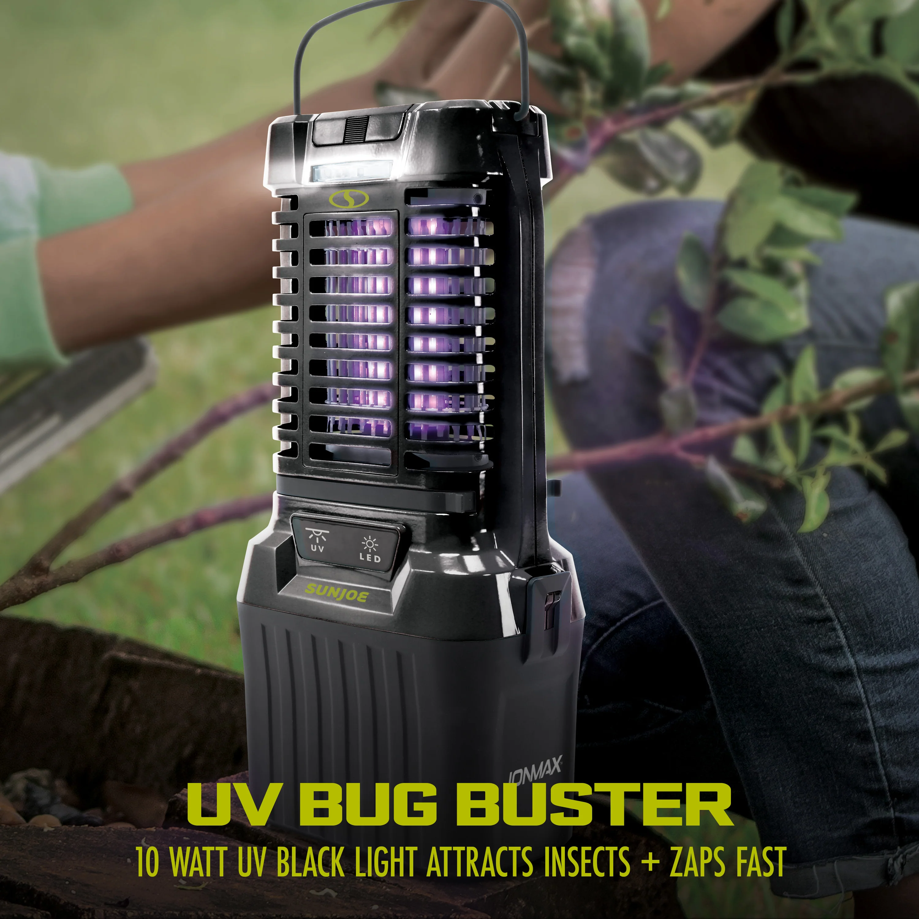 Sun Joe 24-Volt* IONMAX Cordless Indoor/Outdoor Bug Zapper Kit | 1-Acre Coverage | W/ 2.0-Ah Battery + Charger - Image 3