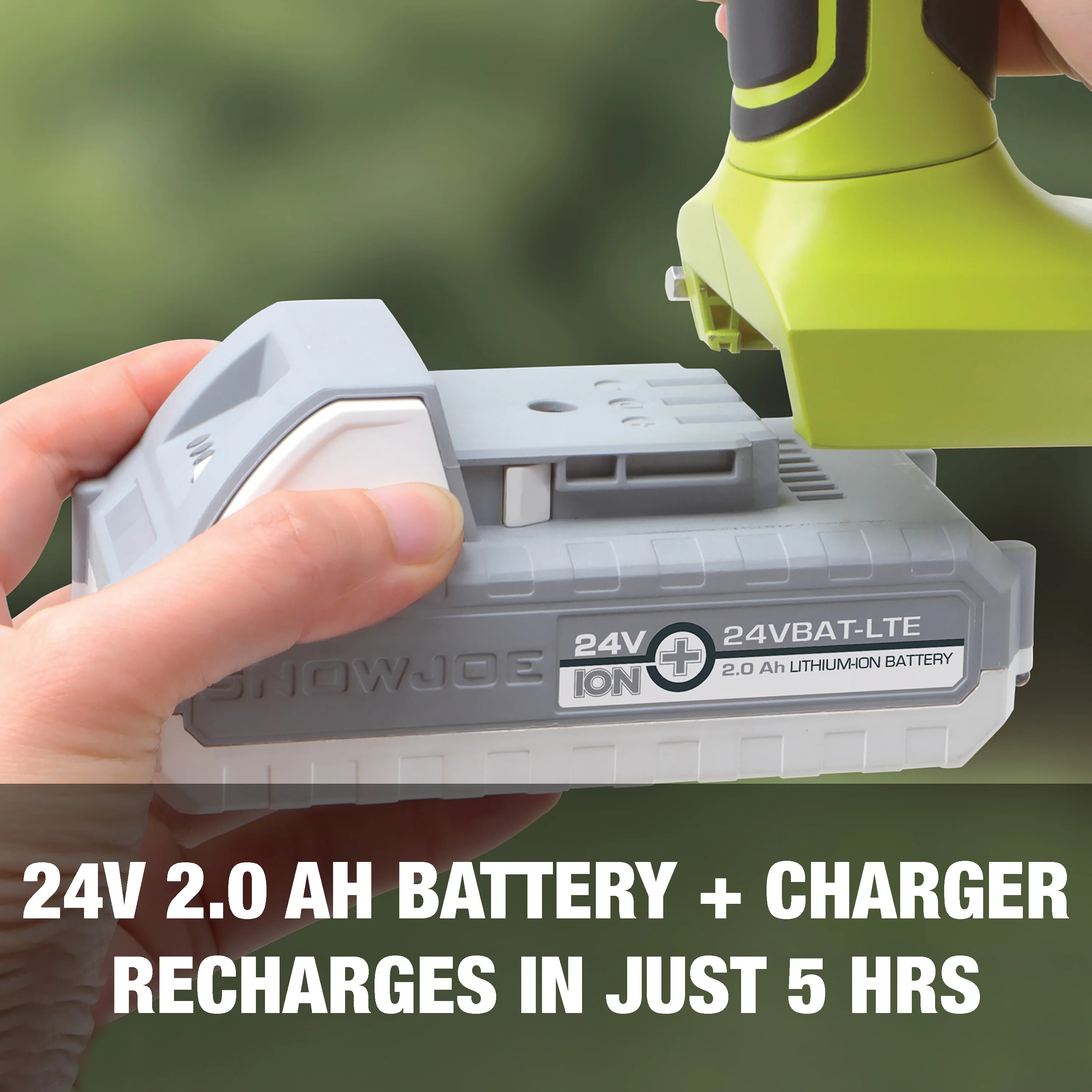 Sun Joe 24-Volt* IONMAX Cordless Handheld Chainsaw W/ Bonus Chain | 5-inch Pruning Saw Kit | W/ 2.0-Ah Battery + Charger - Image 4