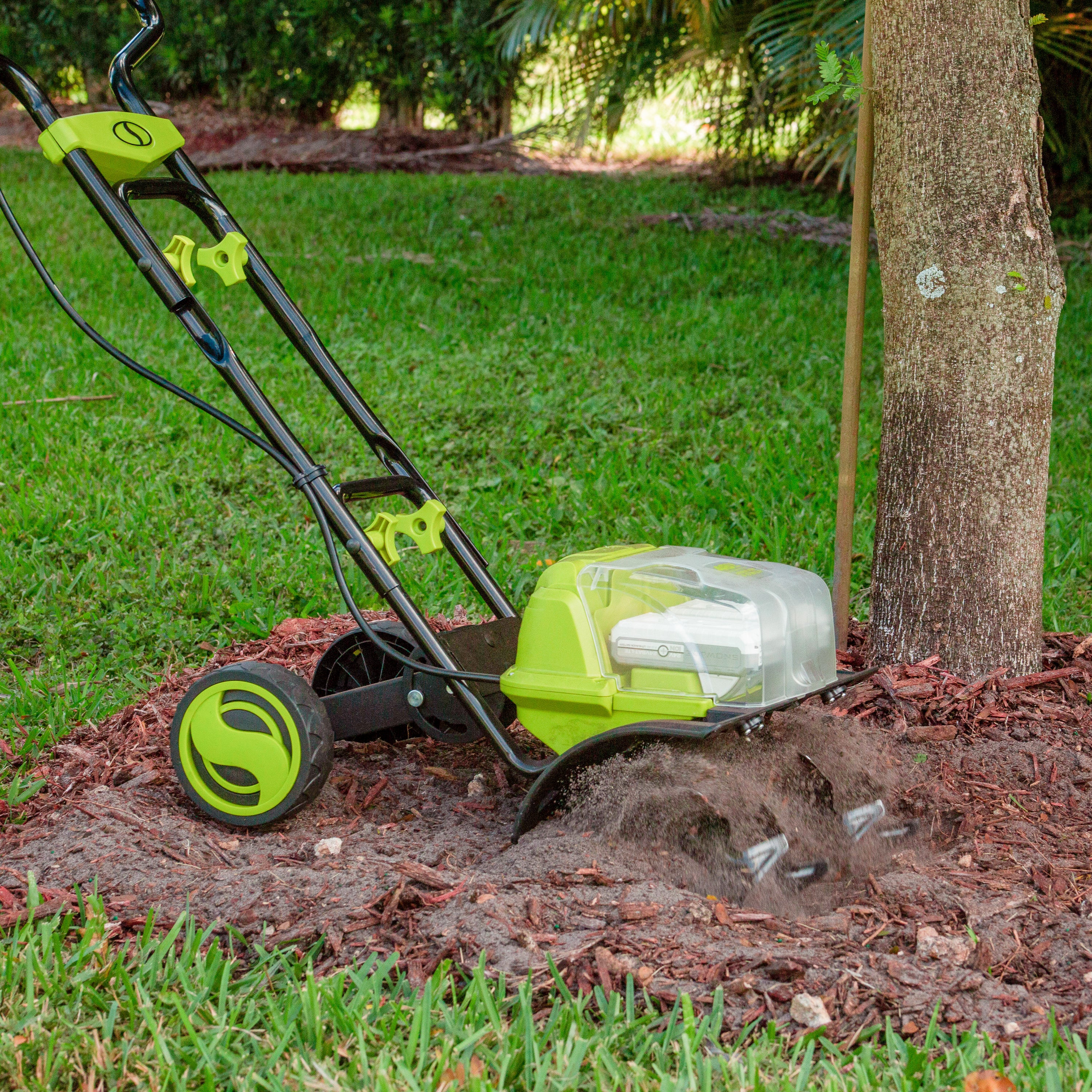 Sun Joe 48-Volt* IONMAX Cordless Garden Tiller + Cultivator Kit | W/ 2 x 5.0-Ah Batteries + Charger - Image 12