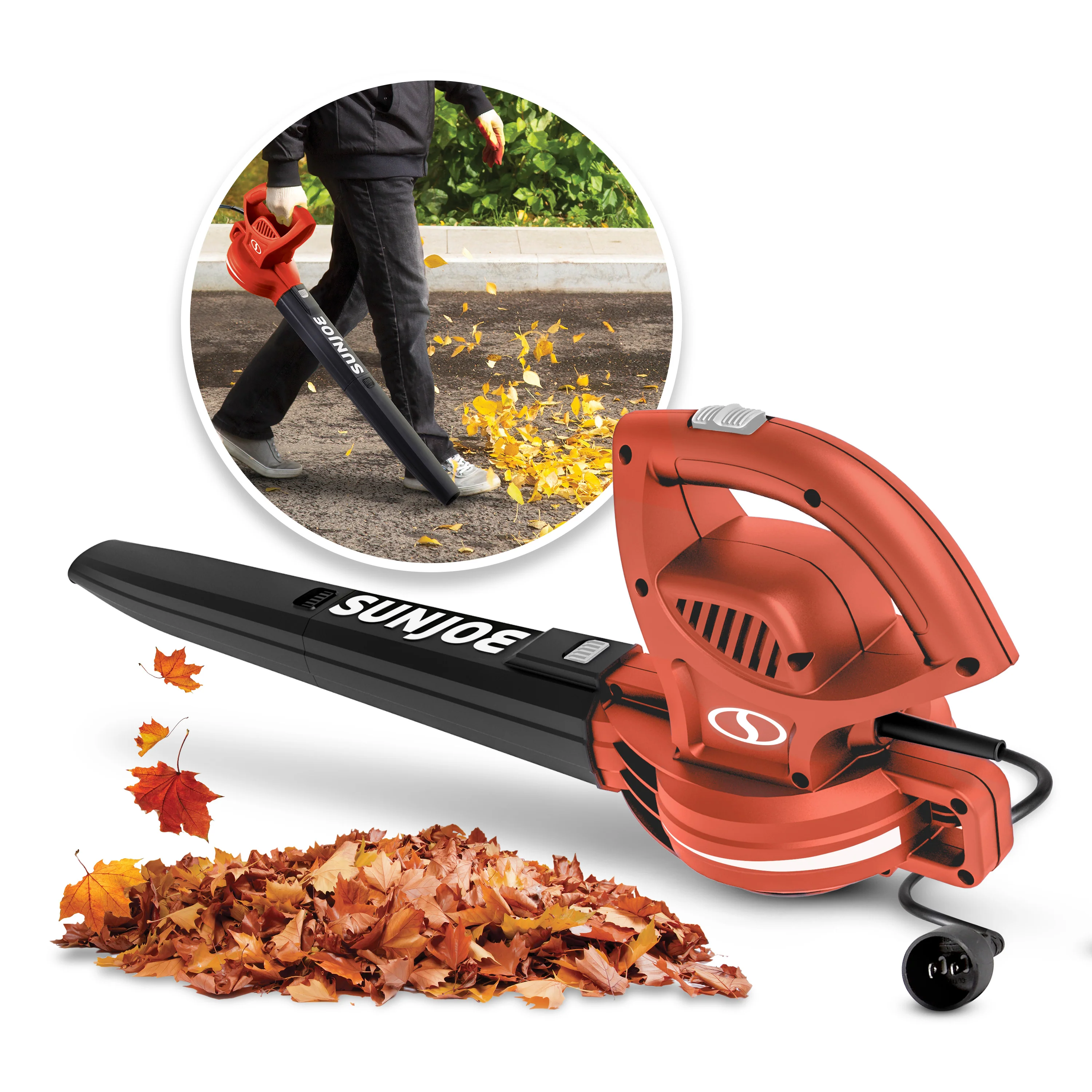 Sun Joe All-Purpose Electric Leaf Blower | 6-Amp | 155 MPH | 260 CFM (Red)