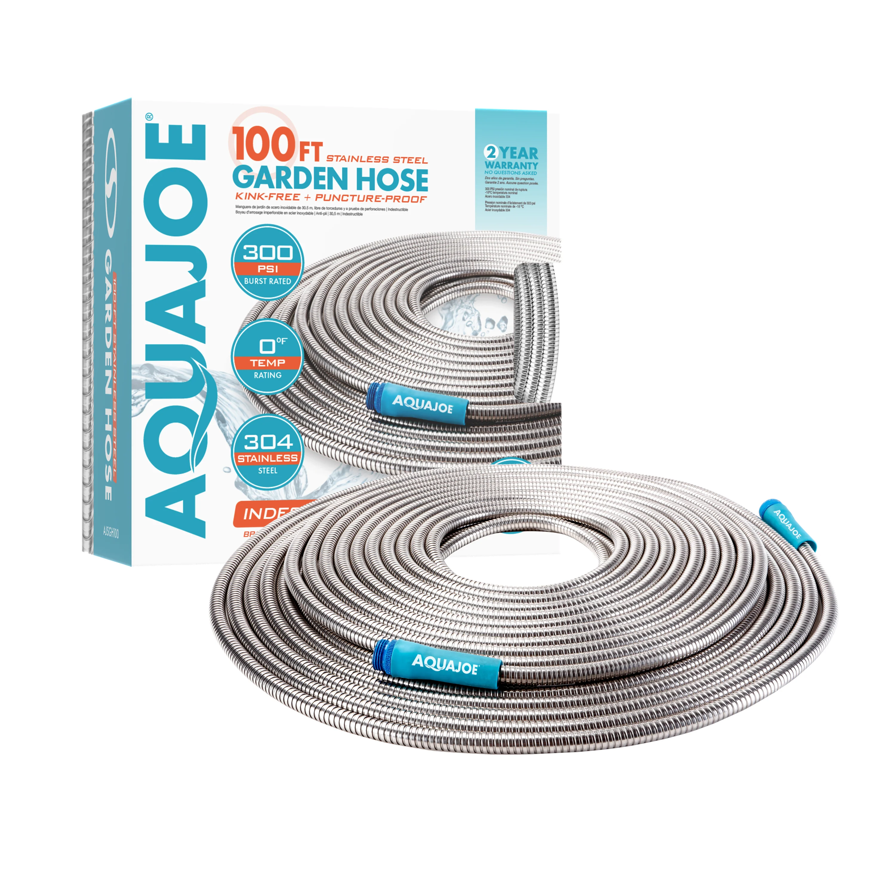 Aqua Joe Heavy-Duty Puncture Proof Metal Garden Hose | 100-Foot | 304-Stainless Steel | Spiral Constructed | 1/2-Inch Diameter - Image 14