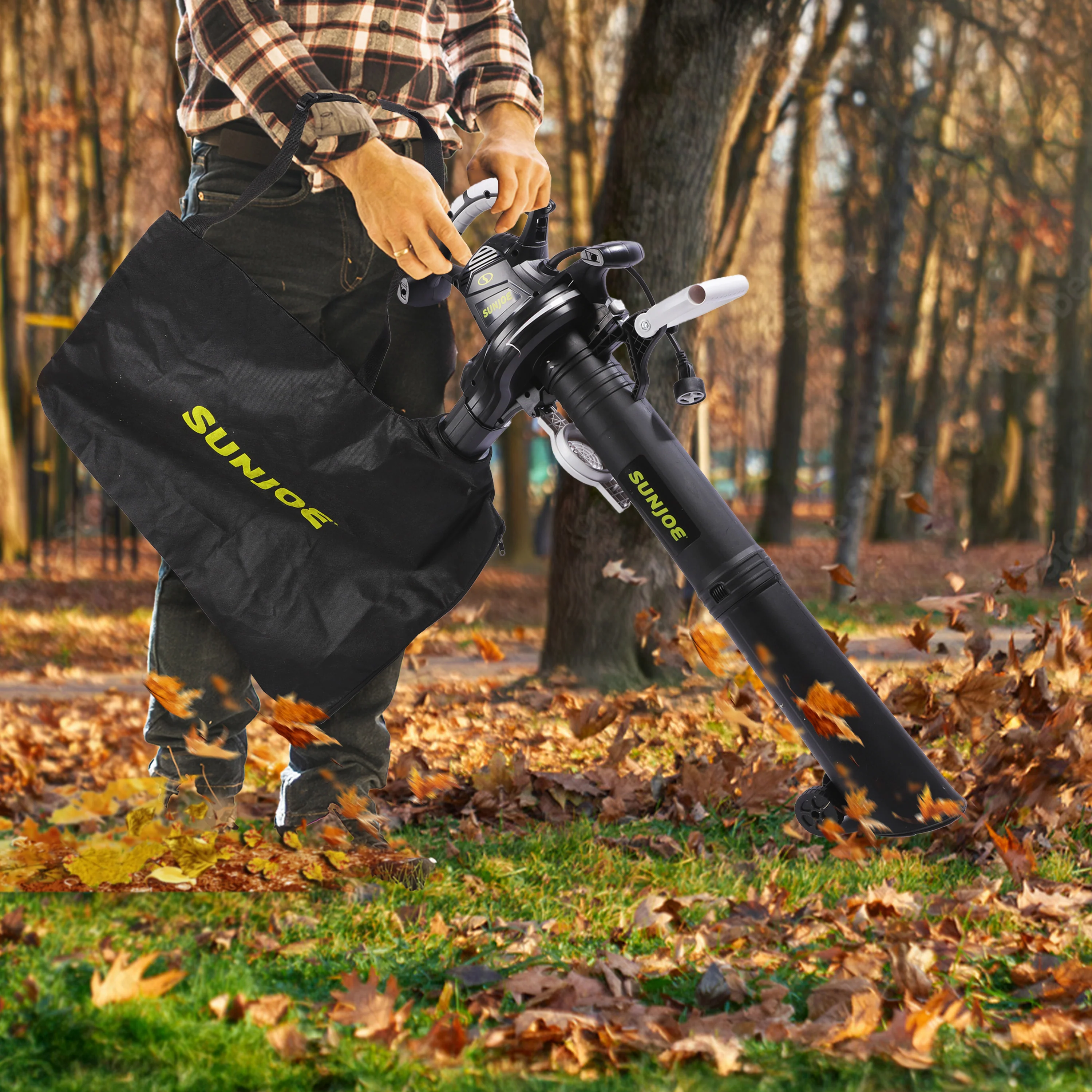 Sun Joe SJ-BVM-GA Electric Leaf Blower + Vacuum + Mulcher W/ Gutter Cleaning Attachment | 220-MPH | 14-Amp | 16:1 Mulching Ratio - Image 3