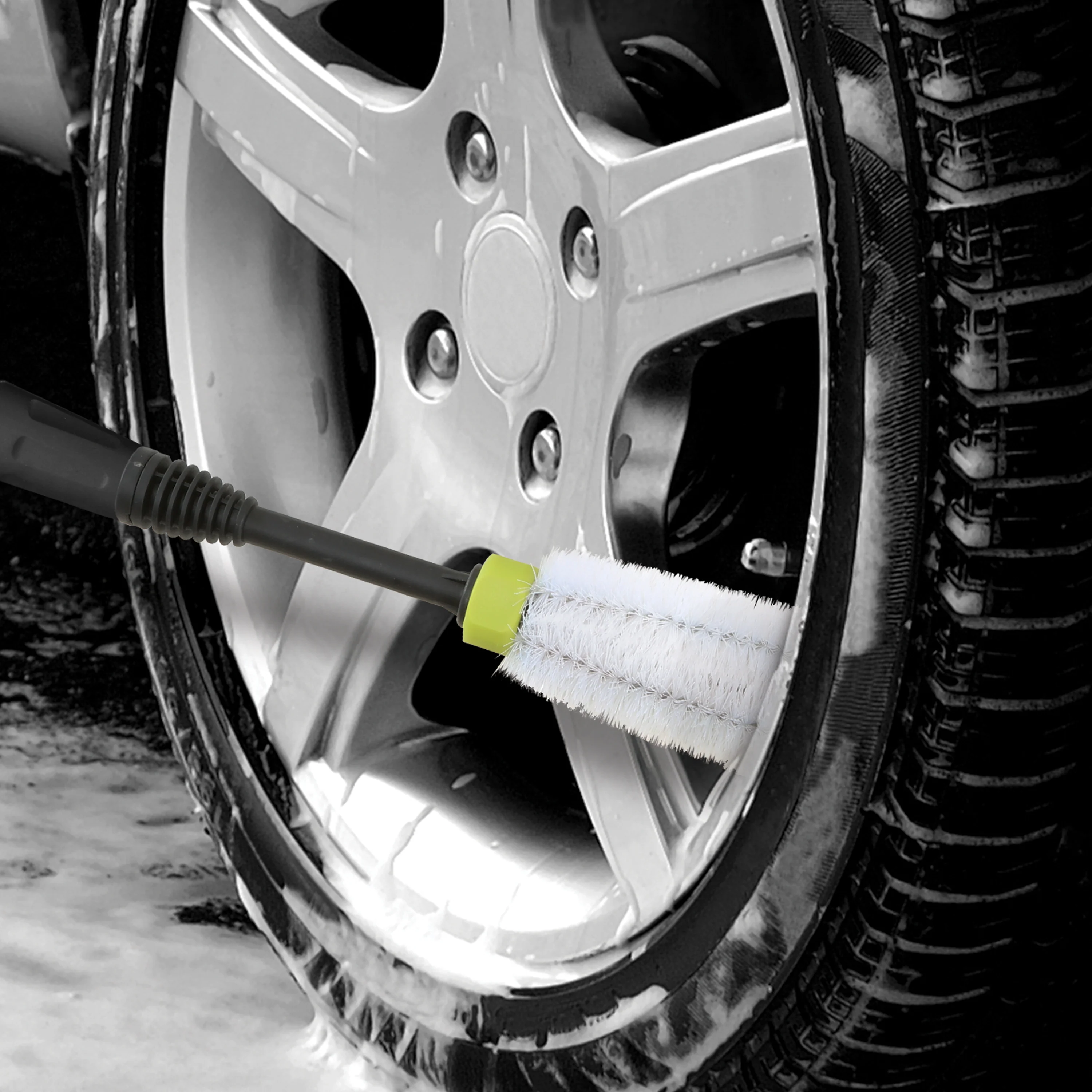 Sun Joe Auto Cleaning System for Most Pressure Washers | W/ 180° Rotating Brush, Feather Bristle Brush, Wheel/Rim Detailing Brush, Undercarriage Turbo Nozzle, Microfiber Cleaning Cloths & Universal Adapters for Most Brands up to 3500-PSI - Image 12