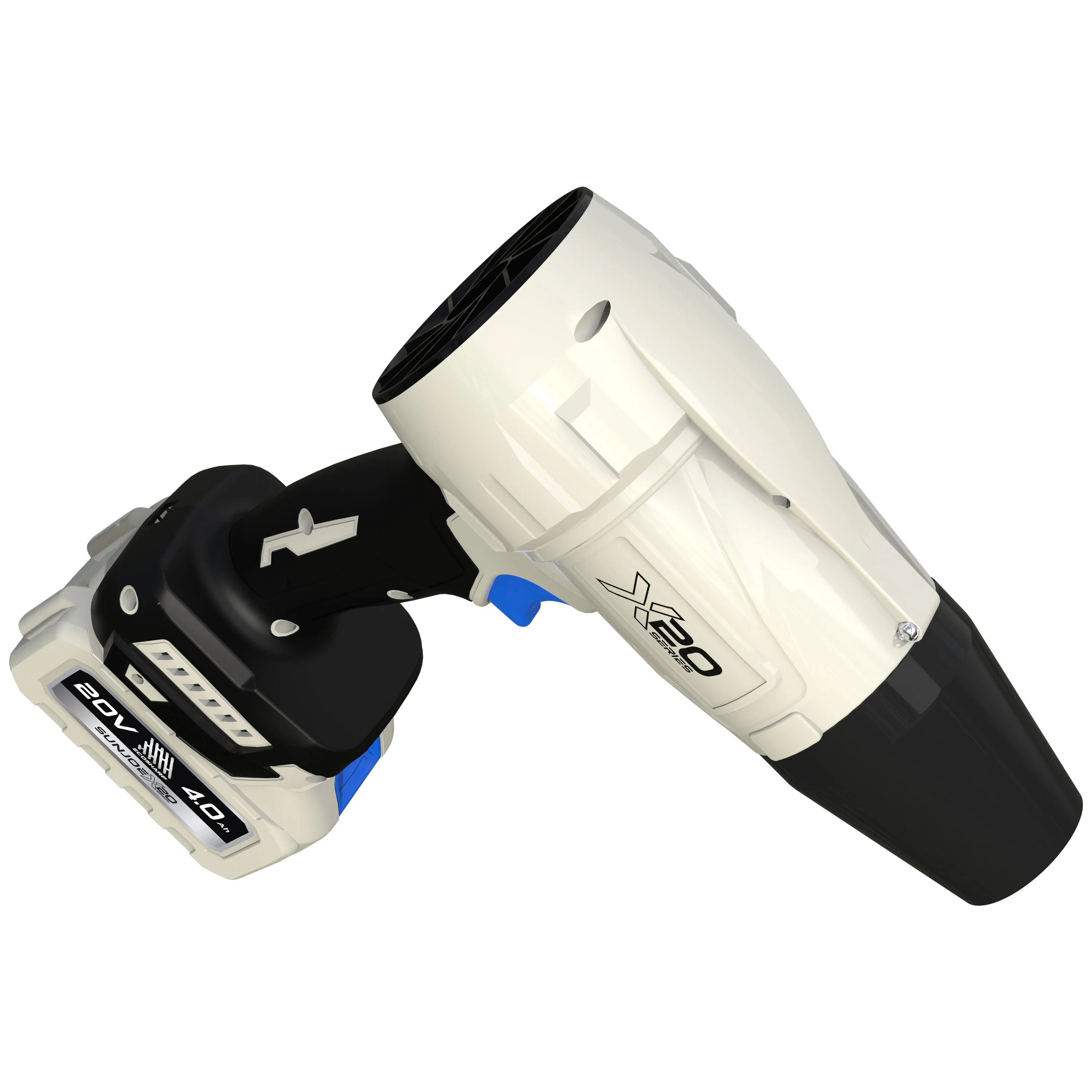 Sun Joe 20-Volt ECOSHARP Cordless X20 StormJet Handheld Turbo Blower | 40 CFM | W/ 2 x 4.0-Ah Batteries + Charger - Image 15