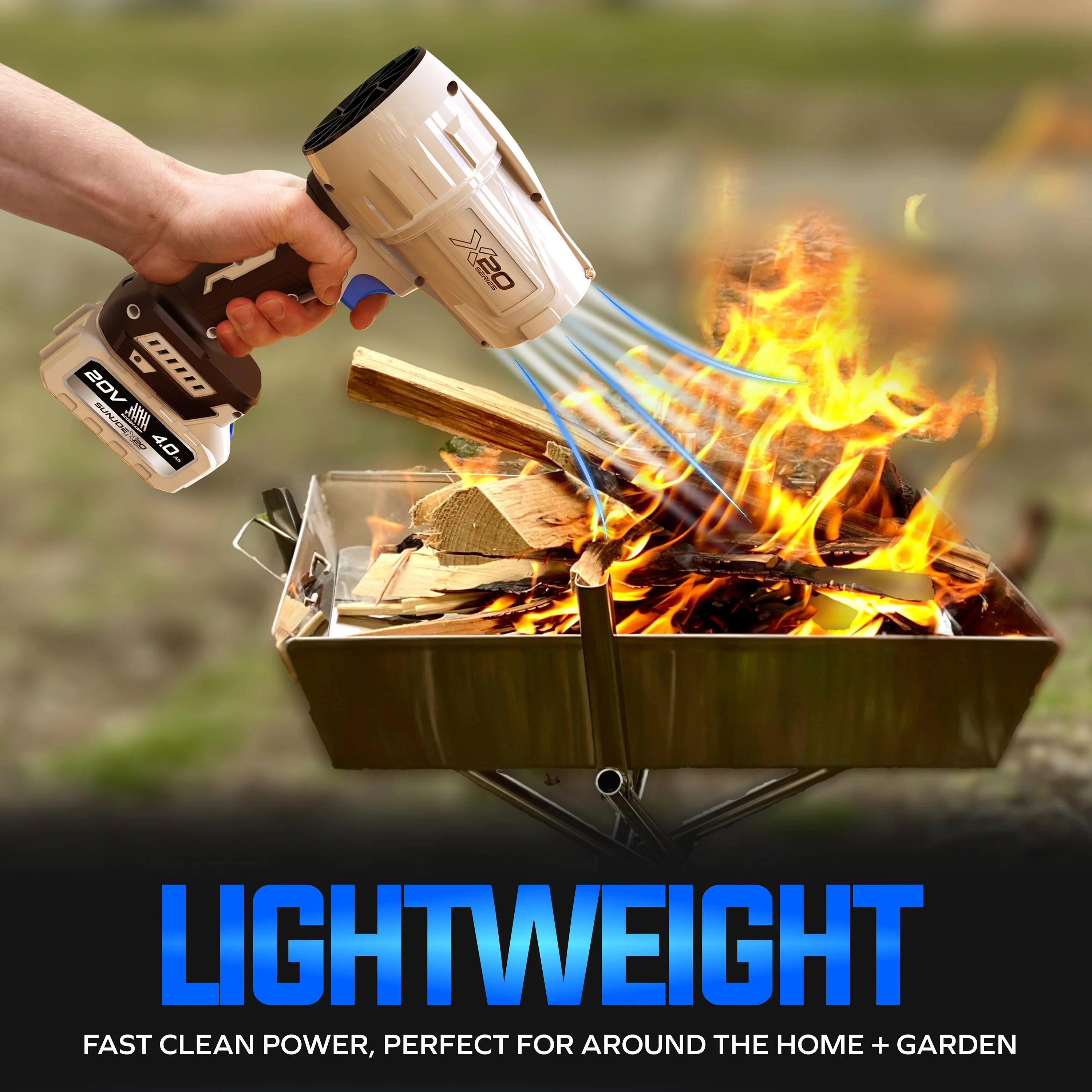 Sun Joe 20-Volt ECOSHARP Cordless X20 StormJet Handheld Turbo Blower | 40 CFM | W/ 2 x 4.0-Ah Batteries + Charger - Image 5